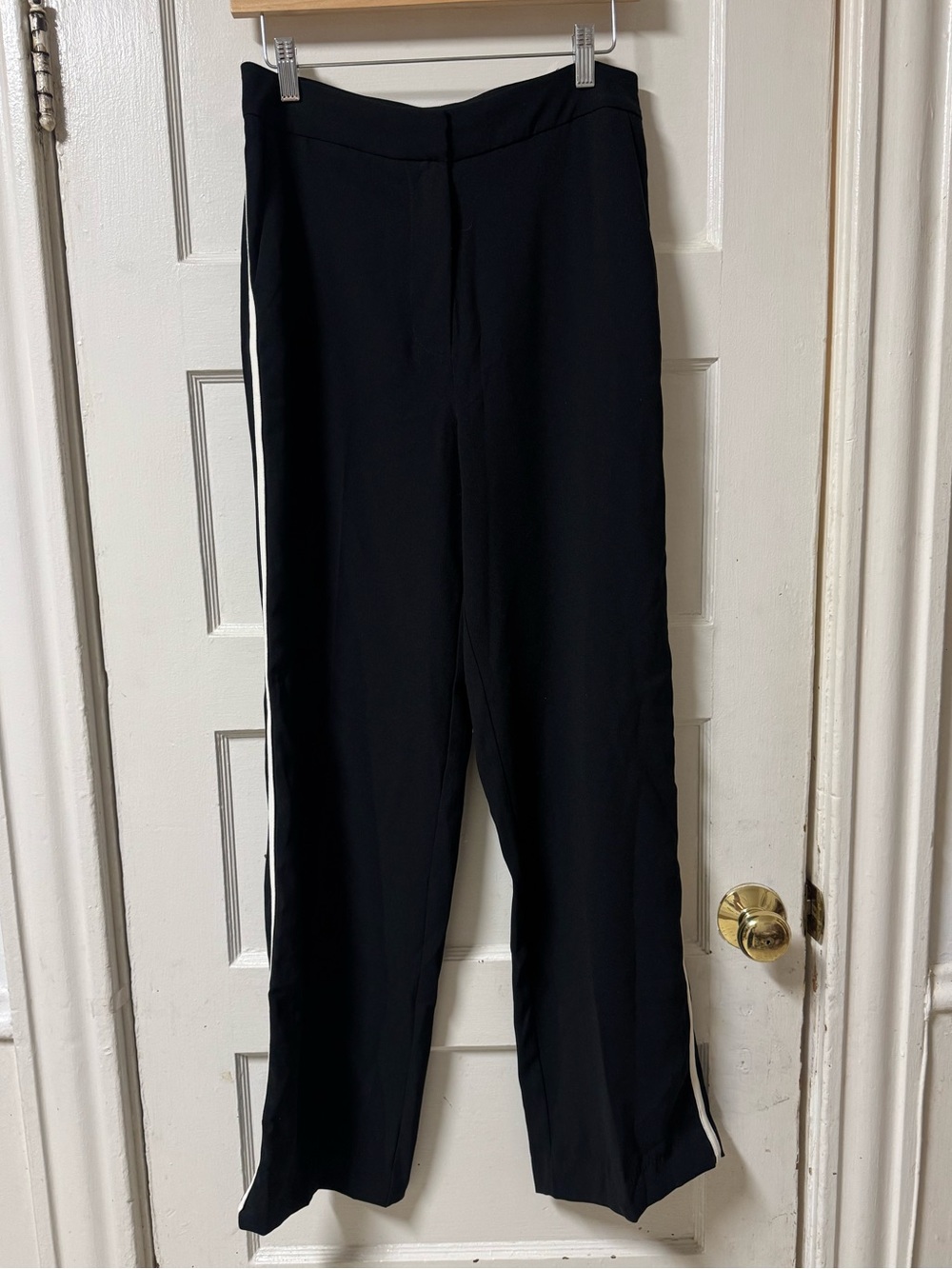 Jason Wu Black Wide-Leg Pants with White Side Stripe Size 6